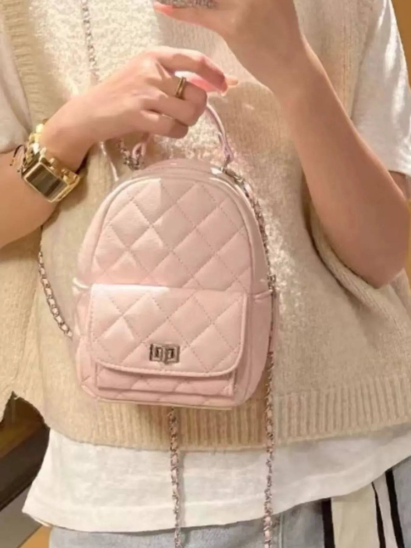 Quilted Mini Backpack Bag by Partner Label