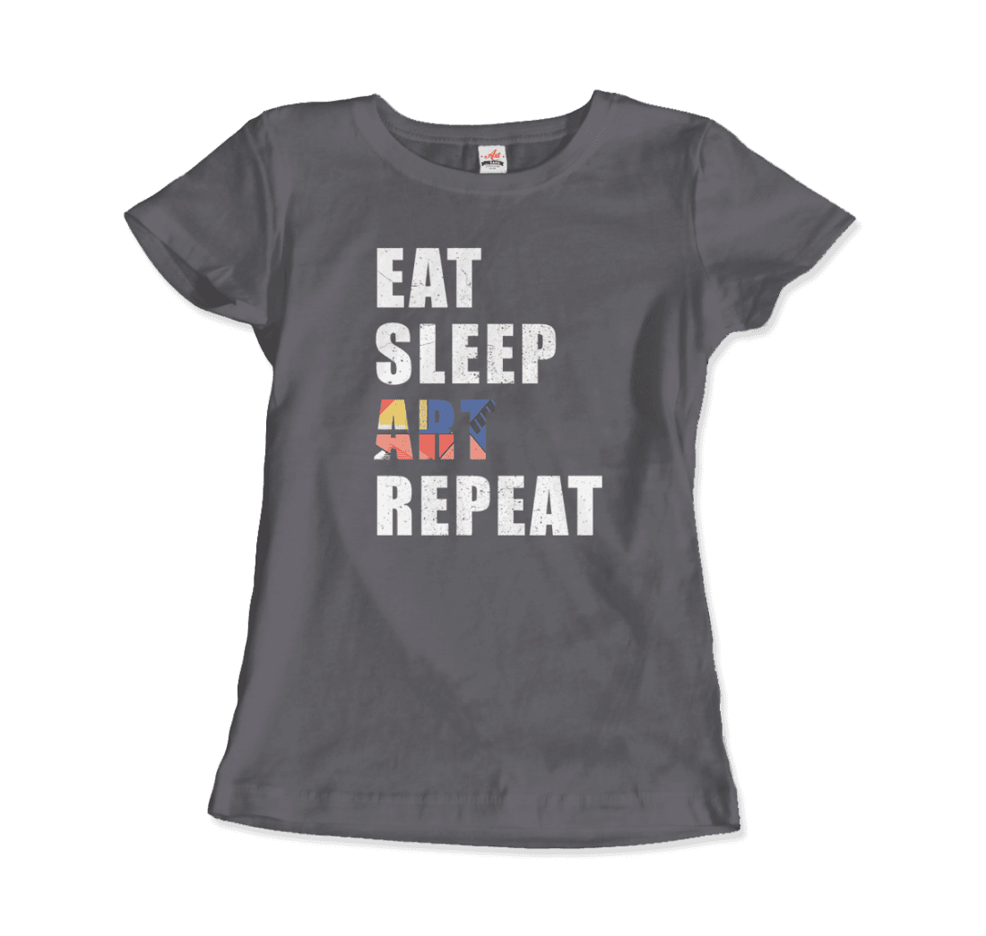 Eat, Sleep, art, Repeat Distressed Design t-shirt by Art-O-Rama Shop