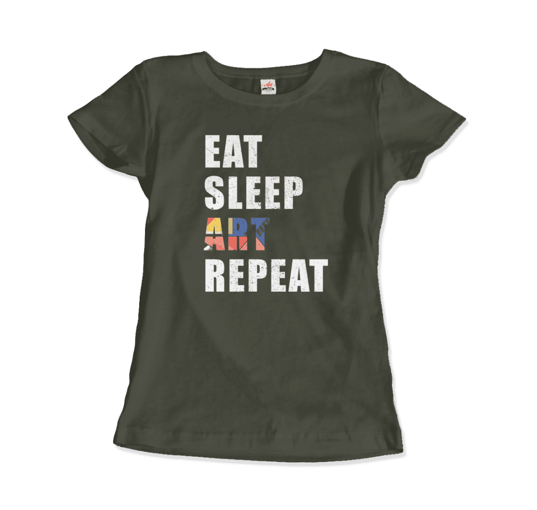 Eat, Sleep, art, Repeat Distressed Design t-shirt by Art-O-Rama Shop