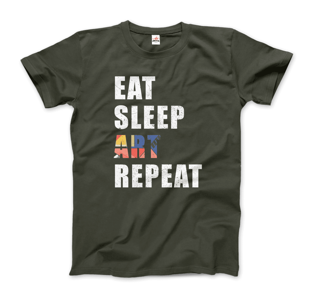 Eat, Sleep, art, Repeat Distressed Design t-shirt by Art-O-Rama Shop