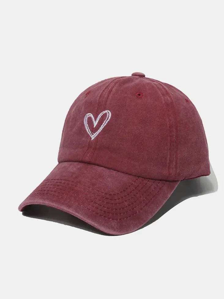 Embroidered Heart Washed Cotton Baseball Cap by Partner Label
