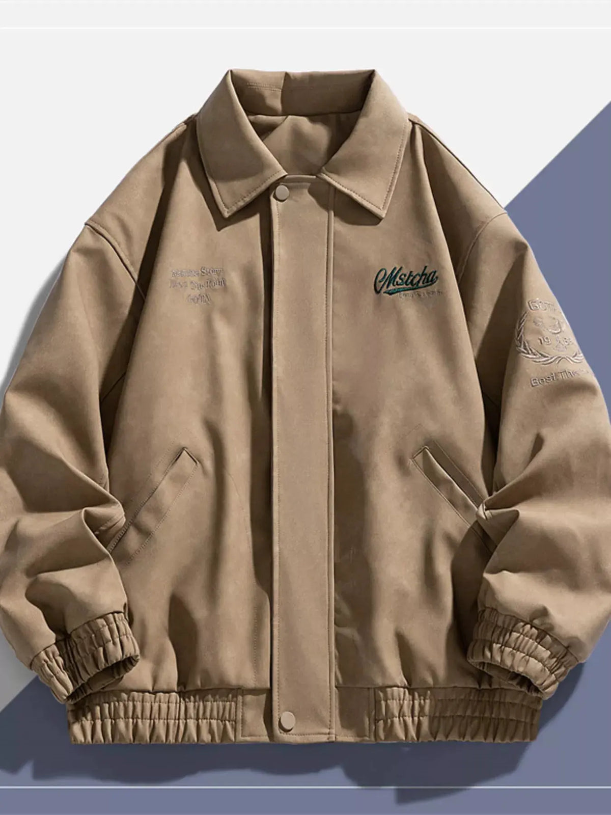 Men's Plus Size Embroidered Elastic Waist Casual Jacket by Trendsi