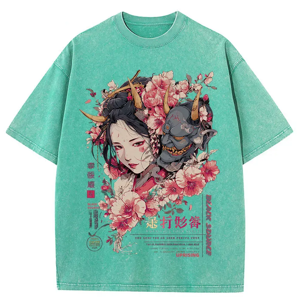 Anime Dragon Floral Graphic T Shirt Unisex Cotton Tee by Vimost Shop