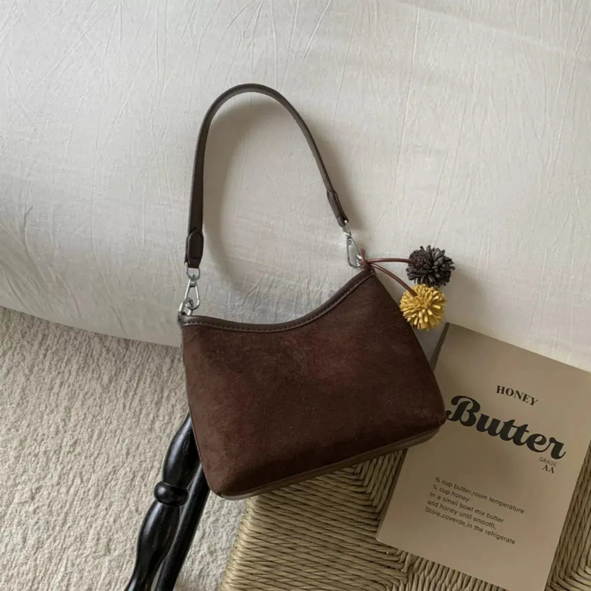 Suede Crossbody Bag with Adjustable Shoulder Strap by Partner Label
