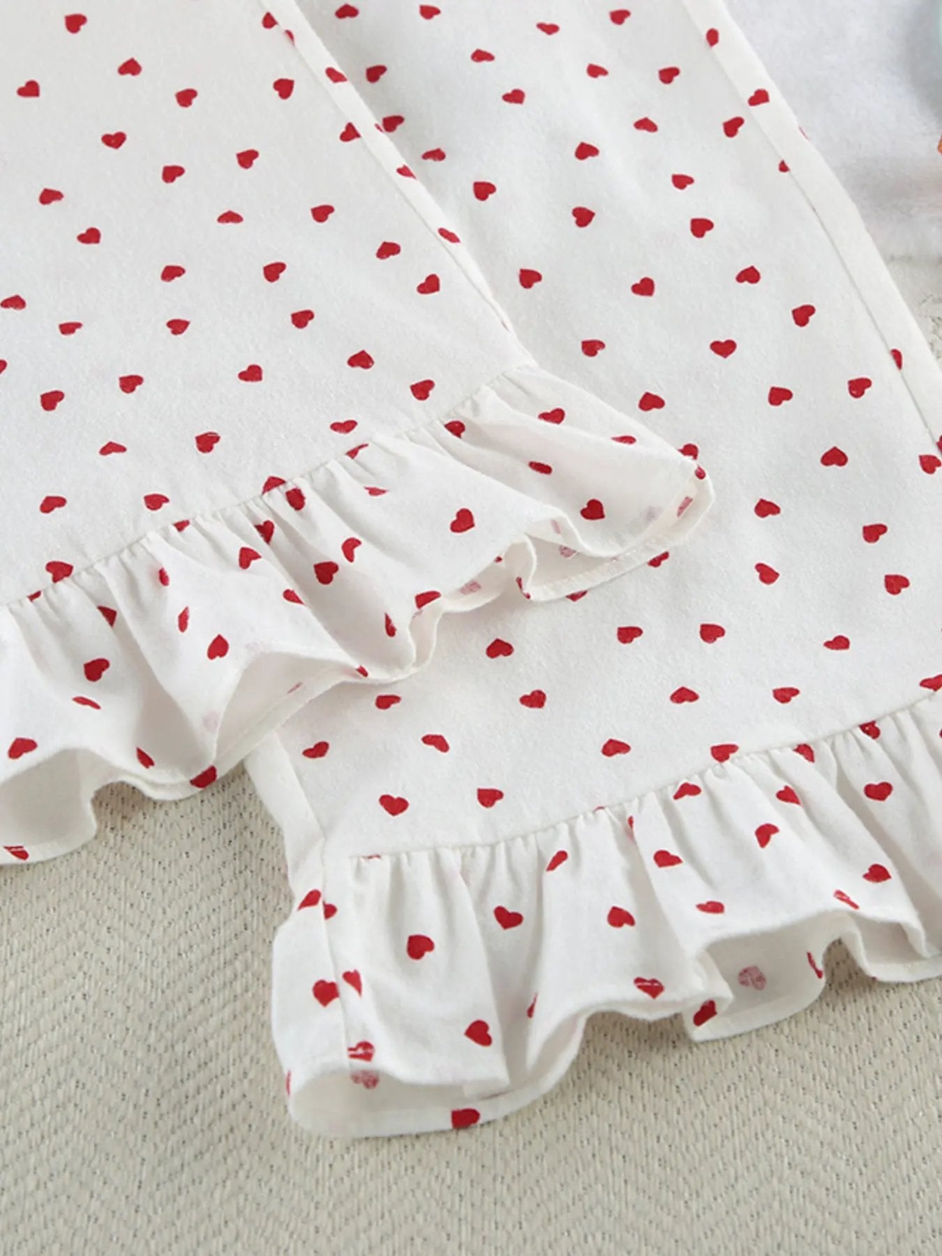 Heart Print Long Sleeve Top and Pants Lounge Set by Partner Label