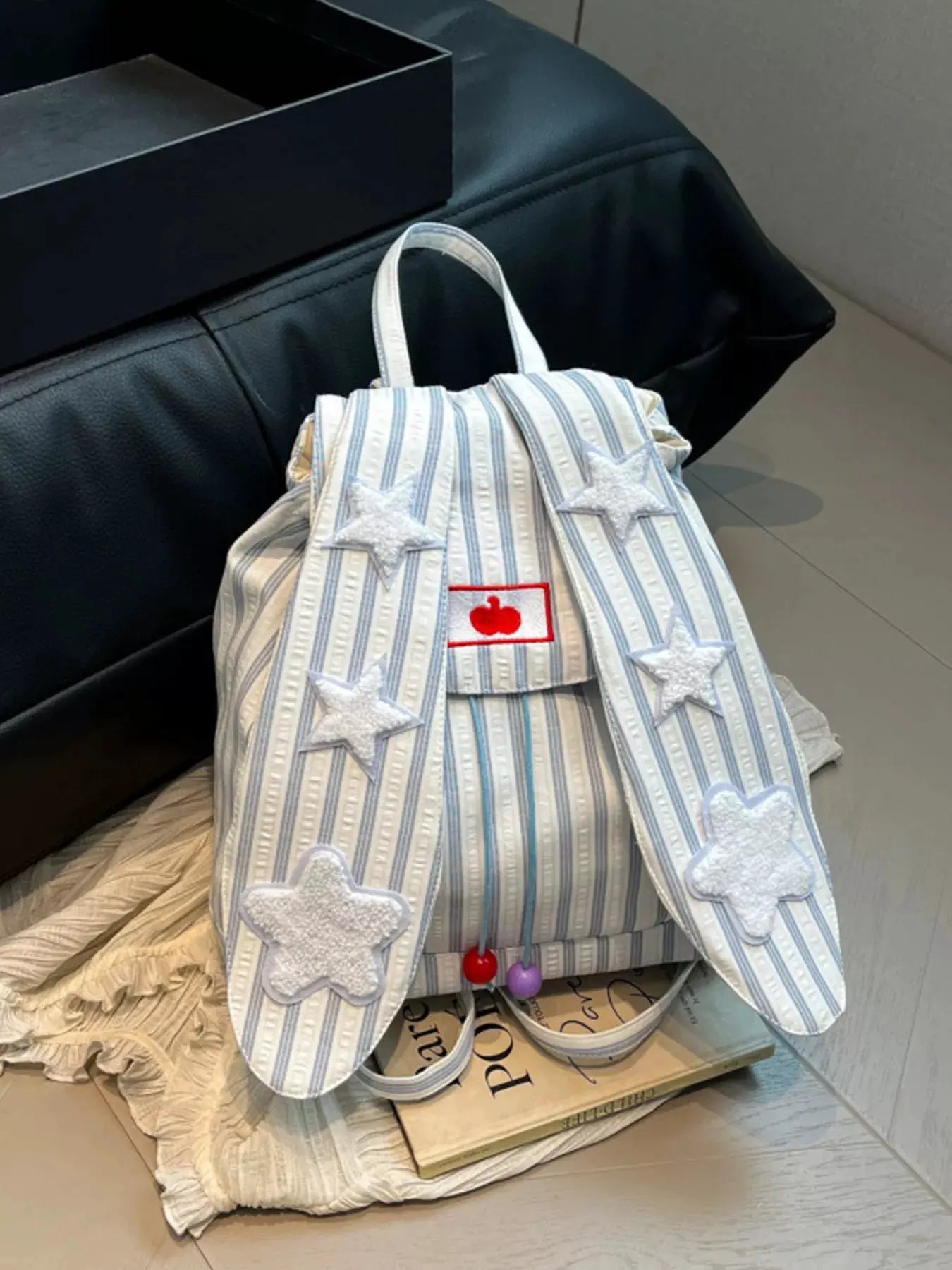 Striped Star Bunny Ear Backpack Bag by Partner Label