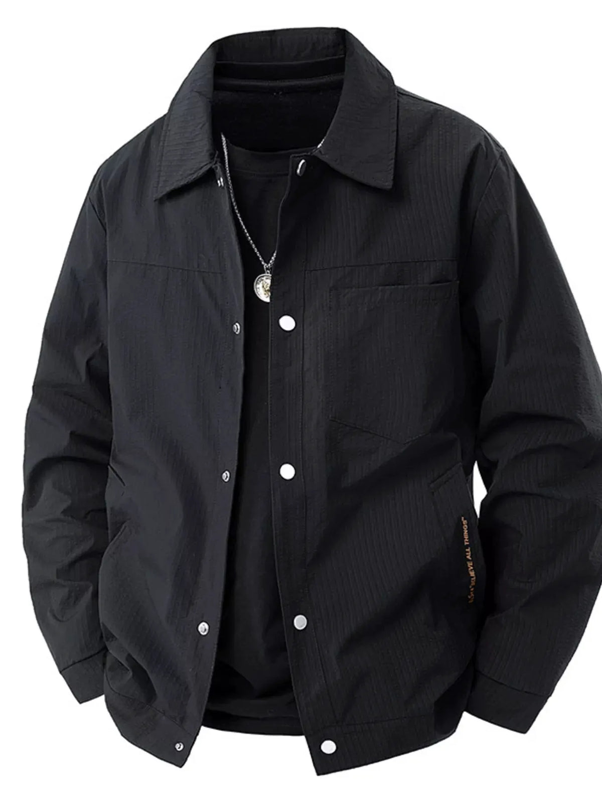 Men's Plus Size Lightweight Snap-Down Jacket by Trendsi