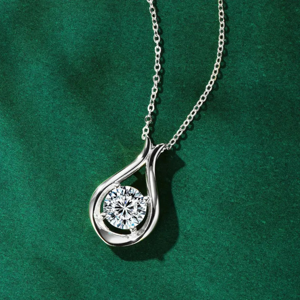 2 Carat Moissanite 925 Sterling Silver Pendant Necklace by Partnel Label