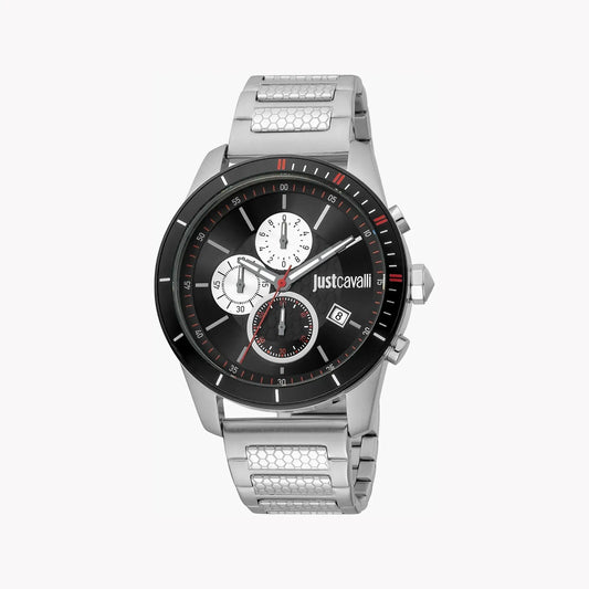 Just Cavalli Men's Silver Watch, Black Dial | Jc1g166m0075 by JUST CAVALLI