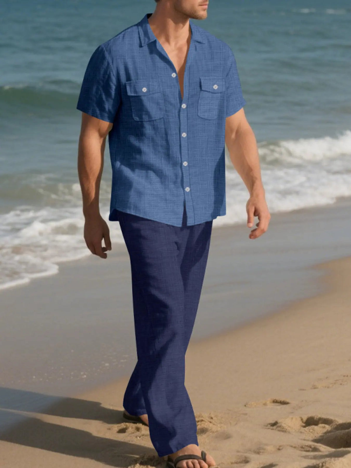 Men's Full Size Casual Button Up Shirt and Pants Set Plus Size by Trendsi