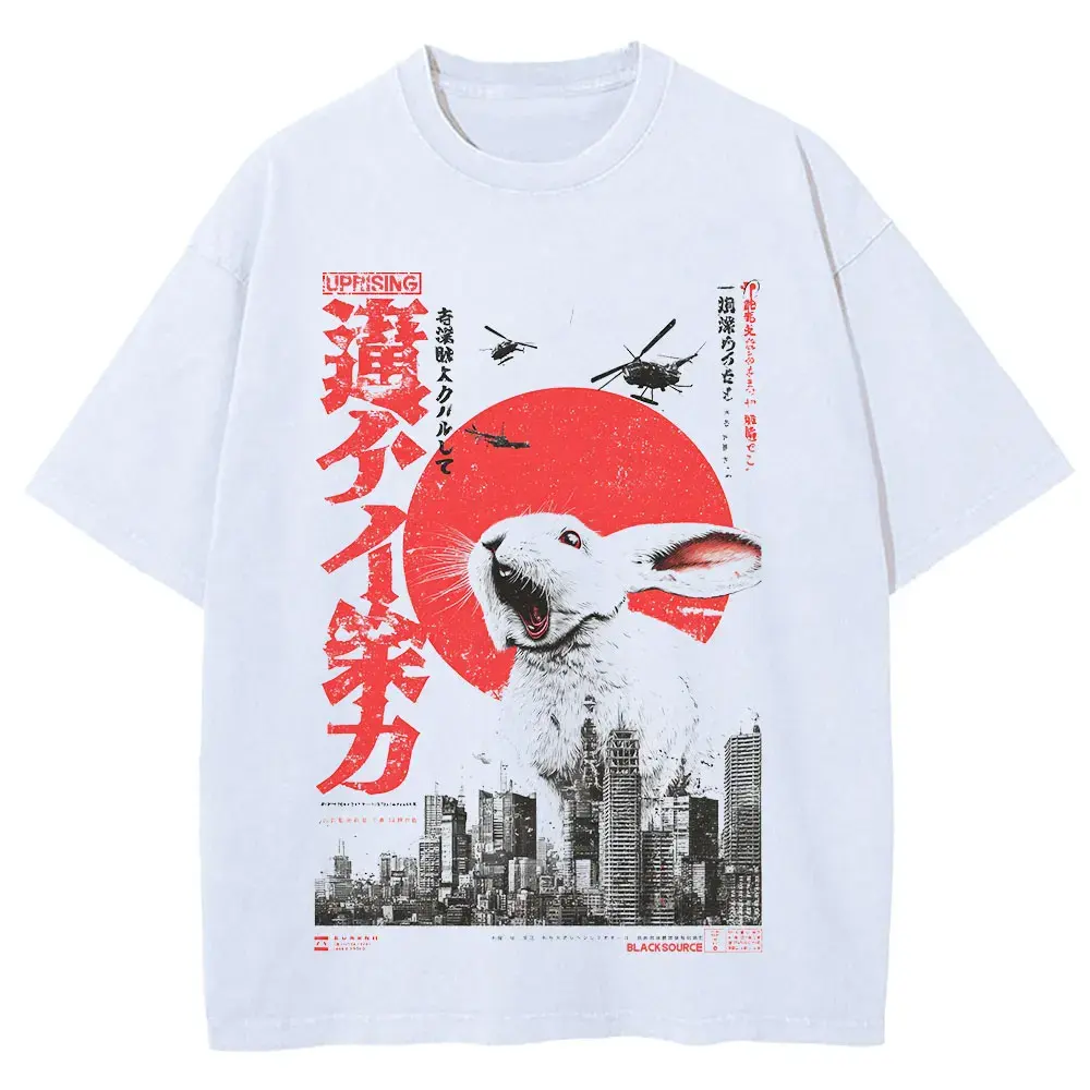 Rabbit Graphic Funny Japanese Art O-Neck Women T-Shirt by Vimost Shop