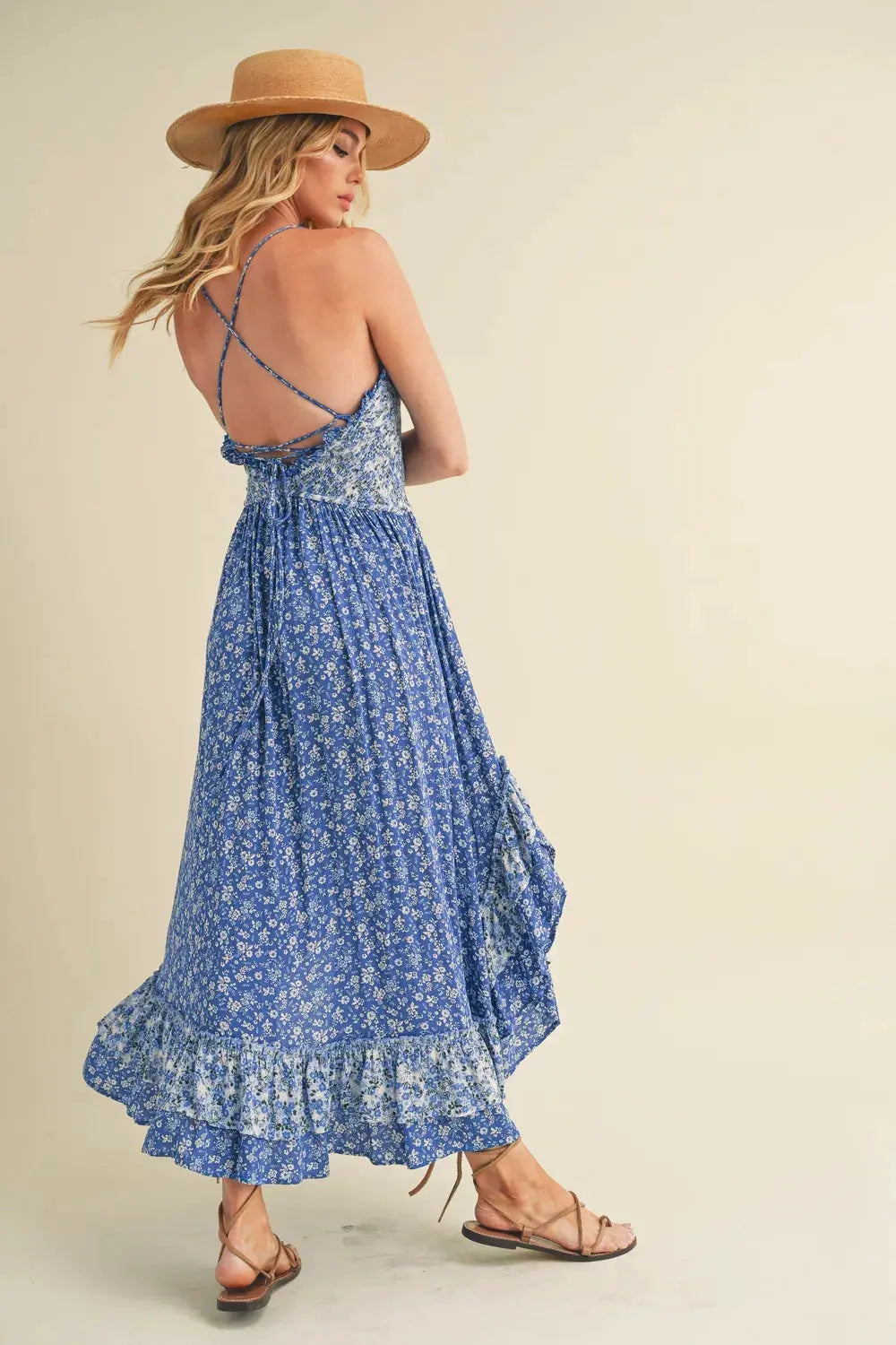 Aemi + Co Ditsy Floral Ruffled Hem Maxi Cami Dress by Partner Label
