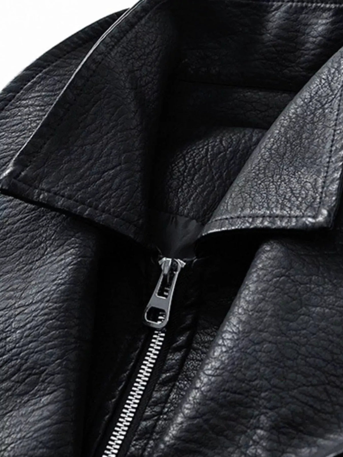 Men's Plus Size Faux Leather Bomber Jacket by Trendsi