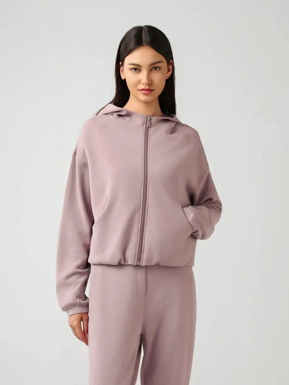 Millennia Zip Up Dropped Shouder Active Hooded by Millennia