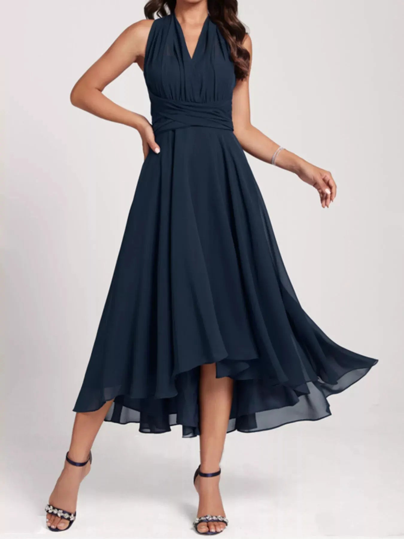 Ruched A-Line Midi Dress by Partner Label