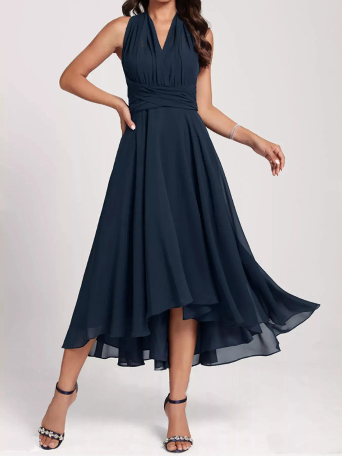 Ruched A-Line Midi Dress by Partner Label