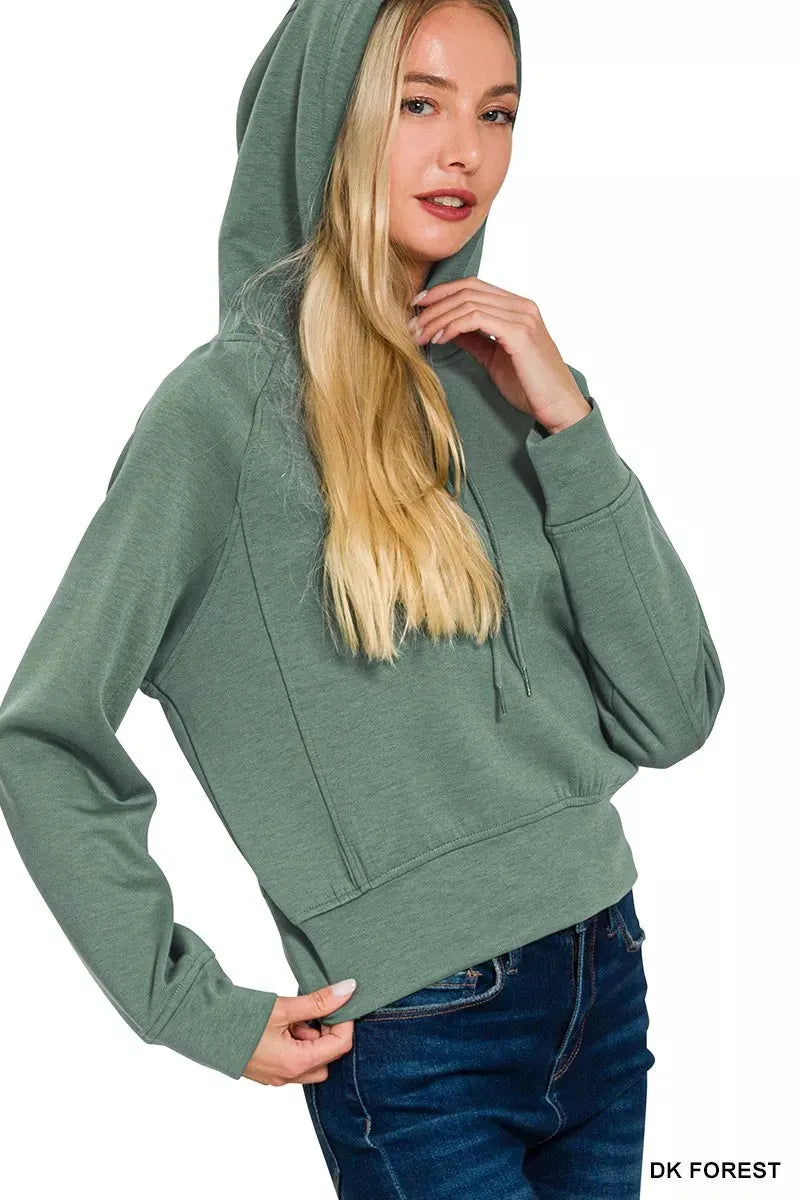 Zenana Drawstring Scuba Hoodie by Zenana