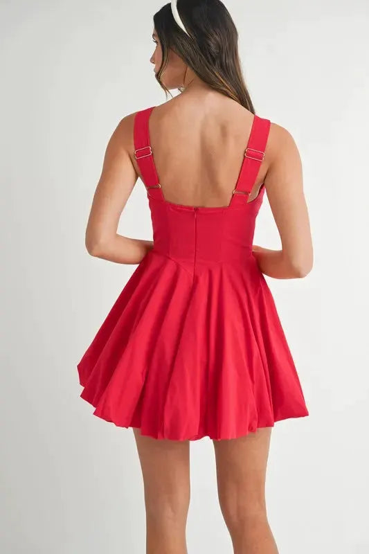 MABLE Poplin Square Neckline Bubble Mini Dress by MABLE