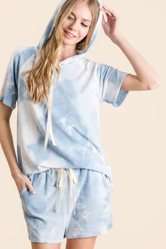 BiBi Tie Dye French Terry Hoodie Top and Bottom Set by BiBi