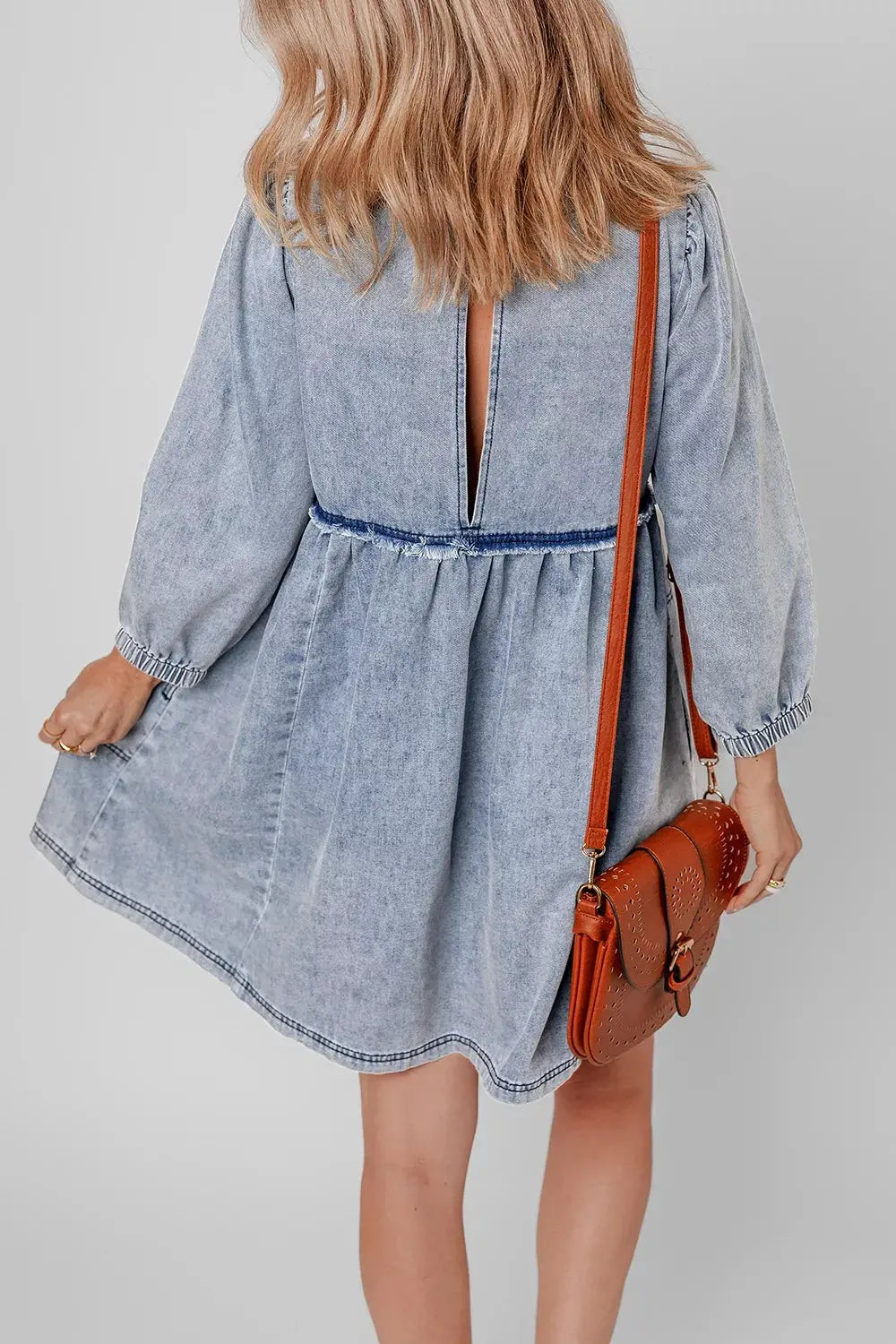 Vintage Wash Denim Dress with Pockets by Partner Label