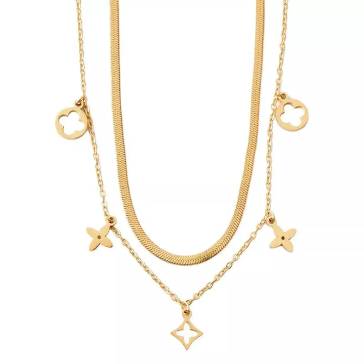 18K Gold-Plated Double Layered Charm Necklace by Partner Labels