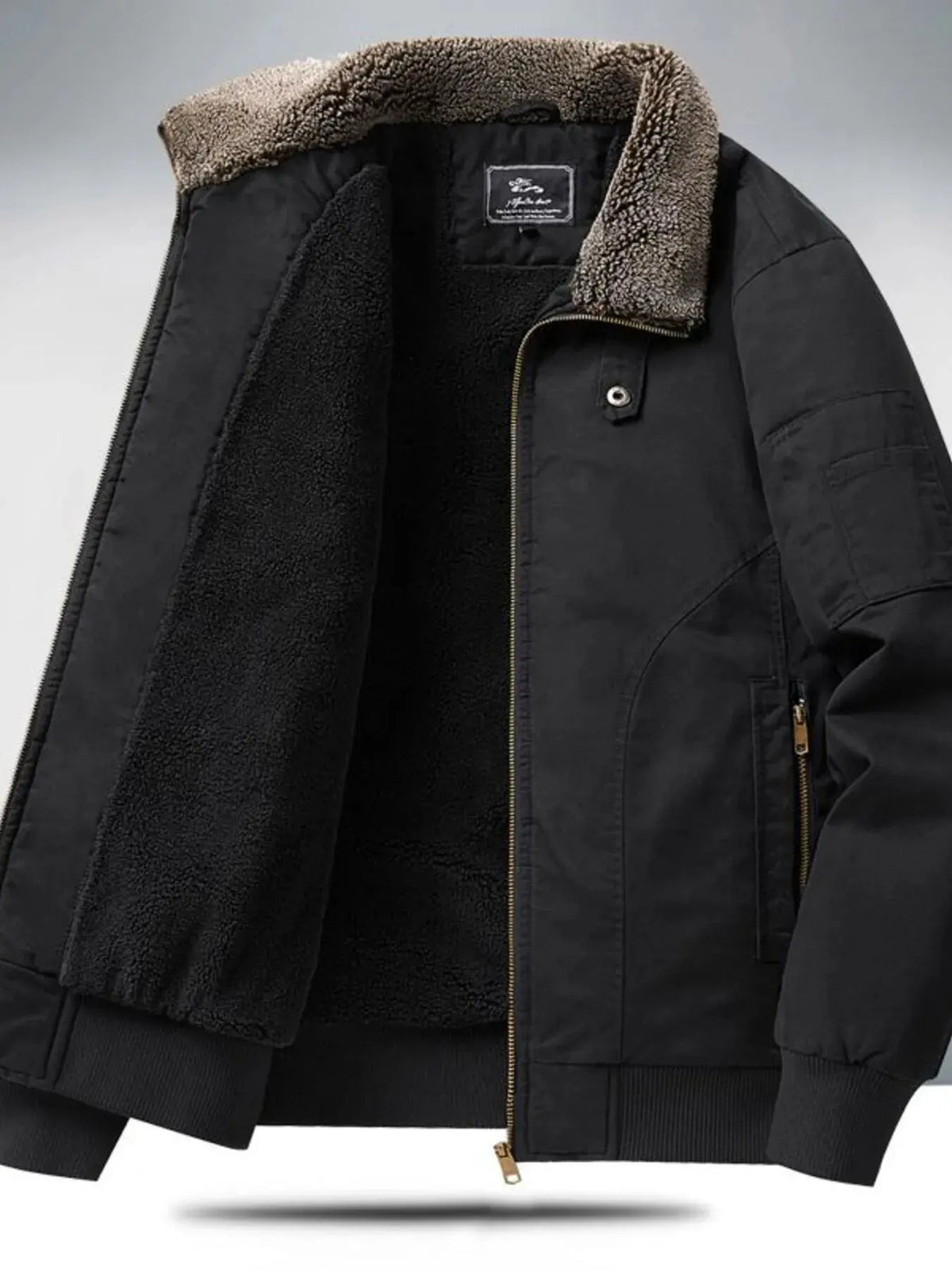 Men's Plus Size Sherpa Lined Zip Up Jacket by Partner Label