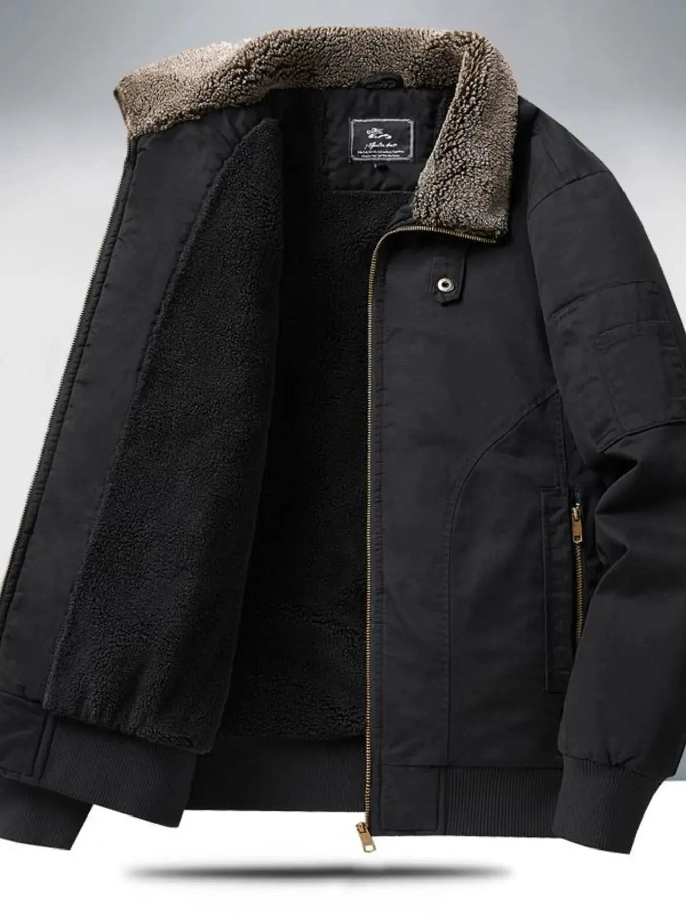 Men's Plus Size Sherpa Lined Zip Up Jacket by Partner Label