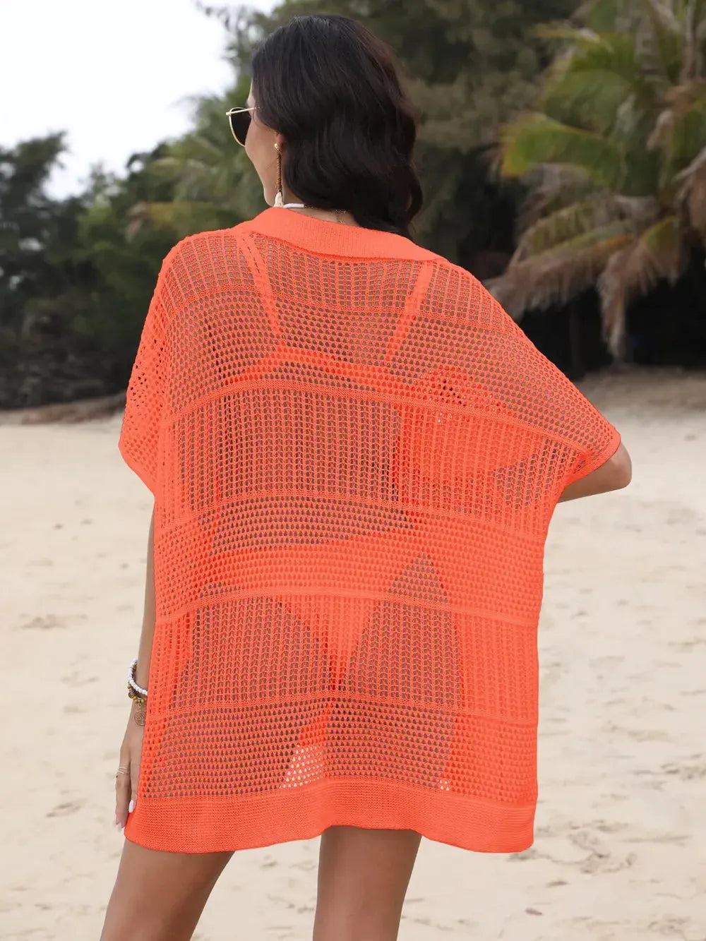 Hollow Out Collared Neck Cover-Up by Partner Labels