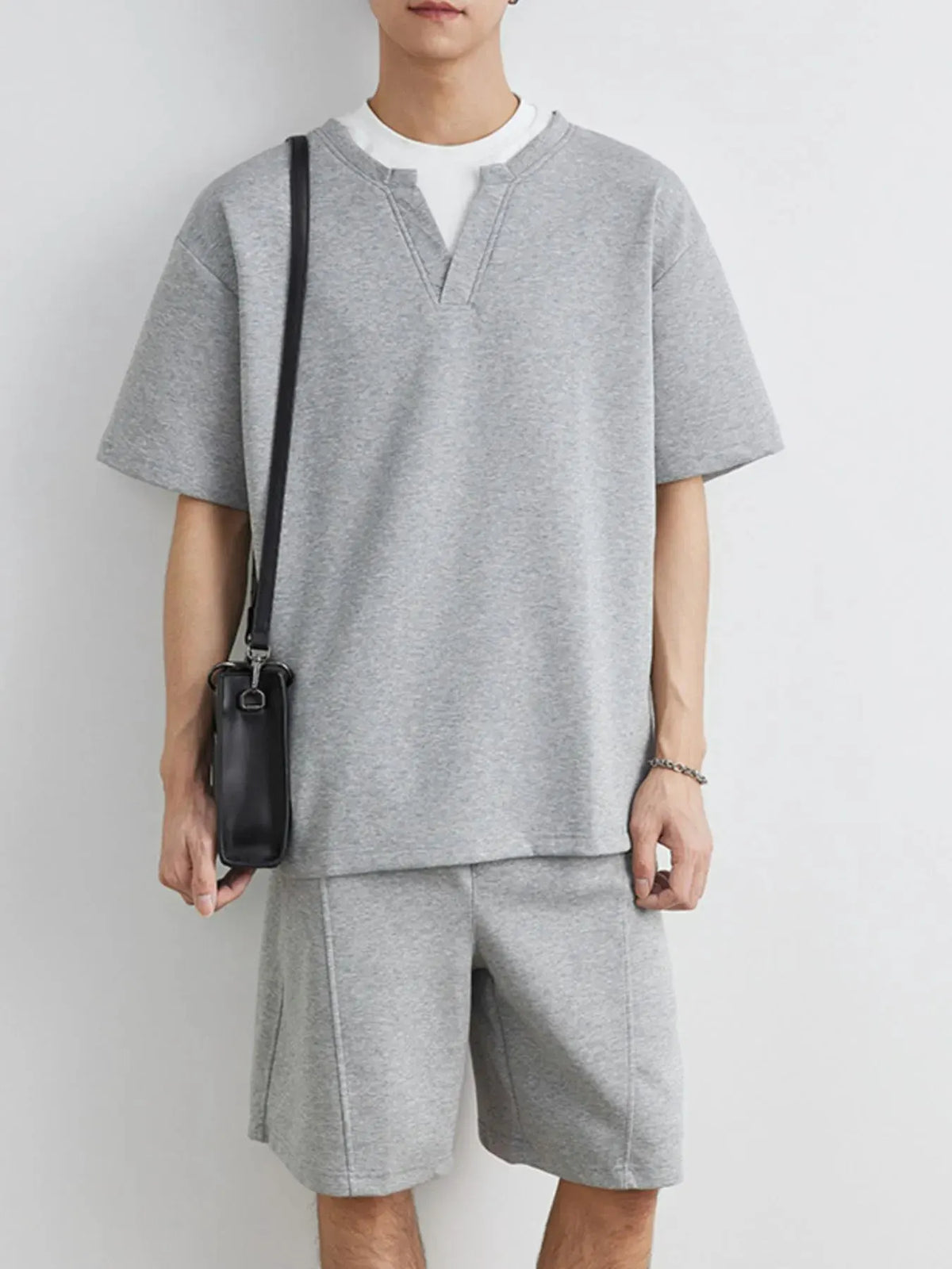 Men's Plus Size Half Sleeve Top and Shorts Set by Partner Label
