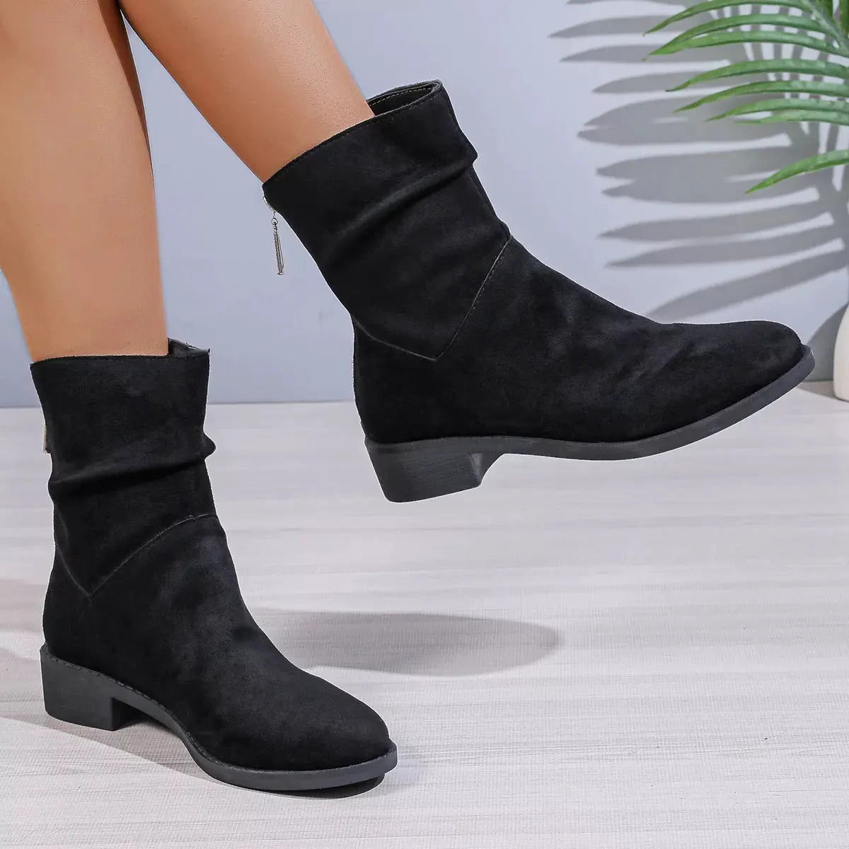 Point Toe Block Heels Boots by Partner Label