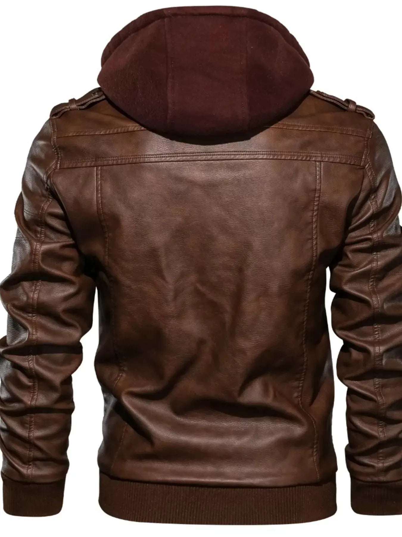 Men's Full Size Hooded Faux Leather Moto Jacket Plus Size by Partner Label