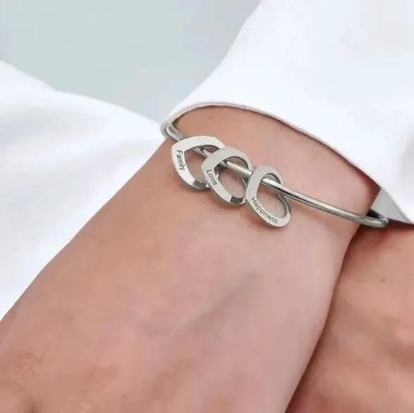 Love Bracelet Peach Heart Name Lettering Titanium Steel Bracelet by Maiden-Art