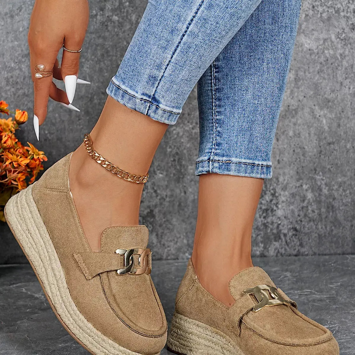 Round Toe Platform Slip-Ons by Partner Label