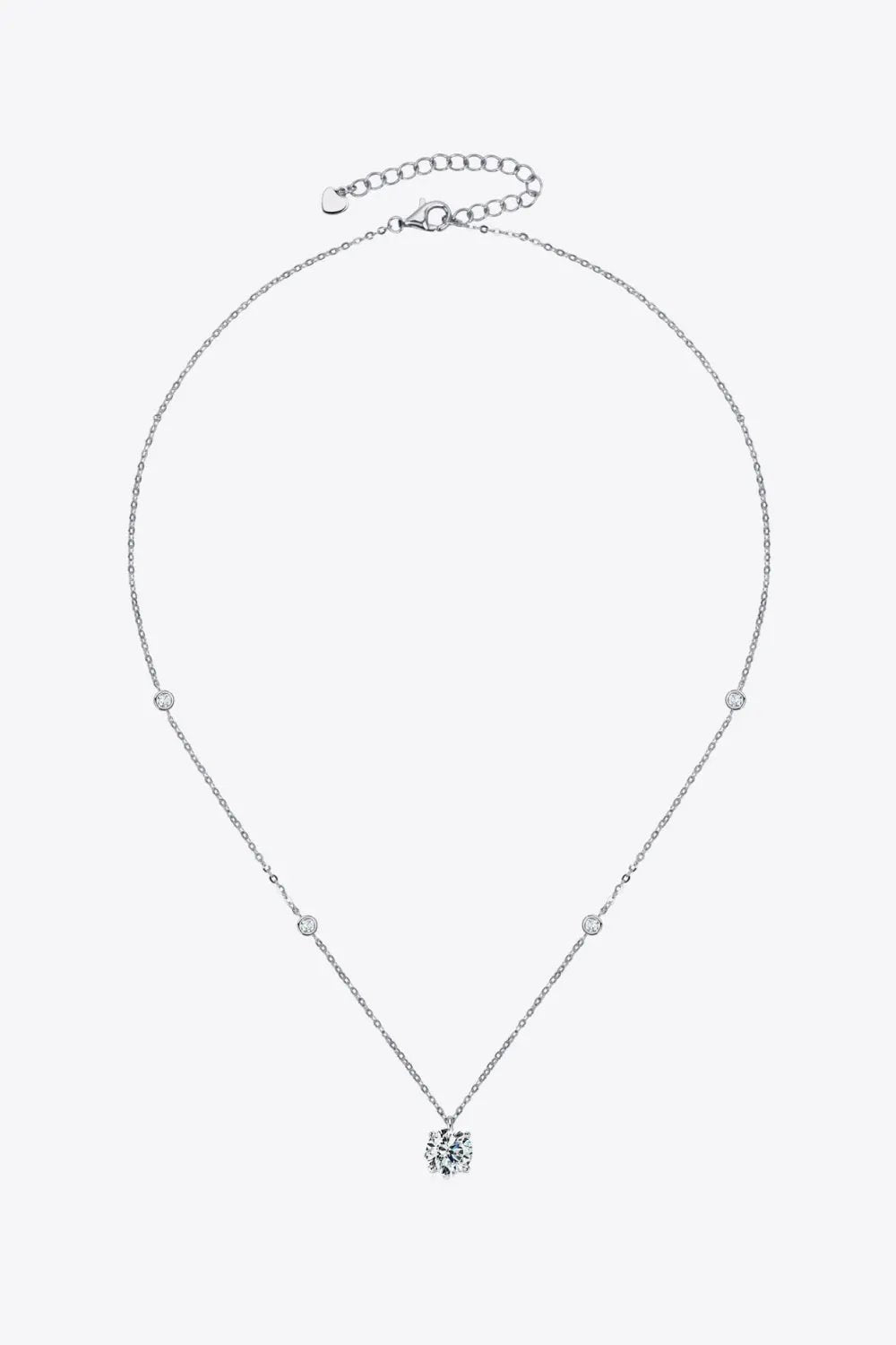 2 Carat Moissanite 4-Prong 925 Sterling Silver Necklace by Partner Labels