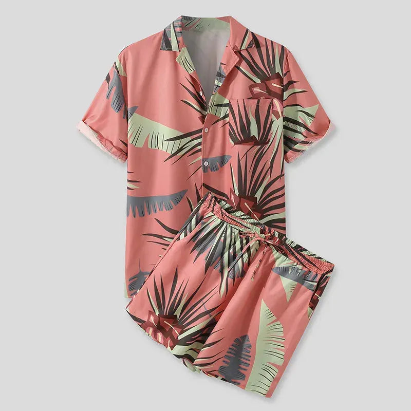Men's Full Size Button Up Shirt and Shorts Set Plus Size by Trendsi