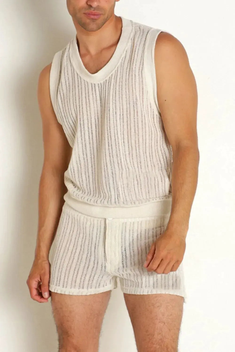 Men's Full Size Round Neck Tank and Shorts Set Plus Size by Trendsi
