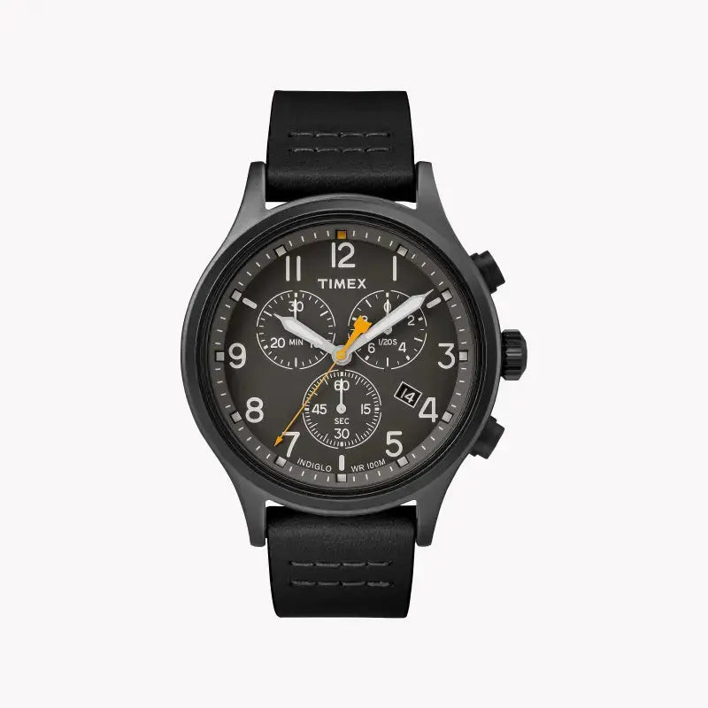 Timex Men's Black Leather Watch, Black Dial | Tw2r47500 by TIMEX