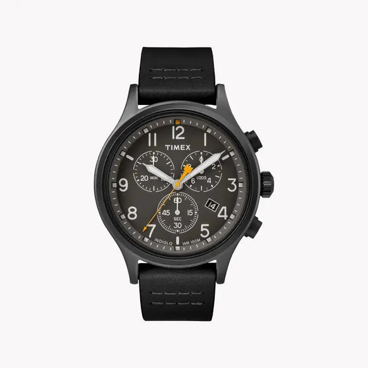 Timex Men's Black Leather Watch, Black Dial | Tw2r47500 by TIMEX