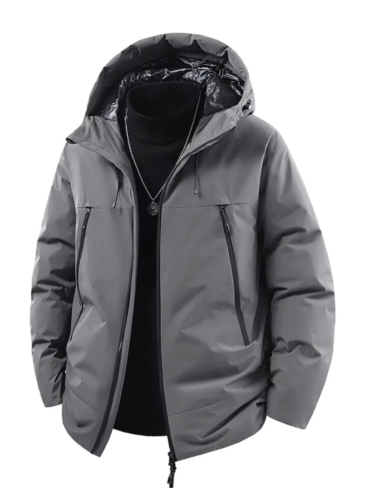 Men's Plus Size Zip Up Hooded Puffer Jacket by Partner Label