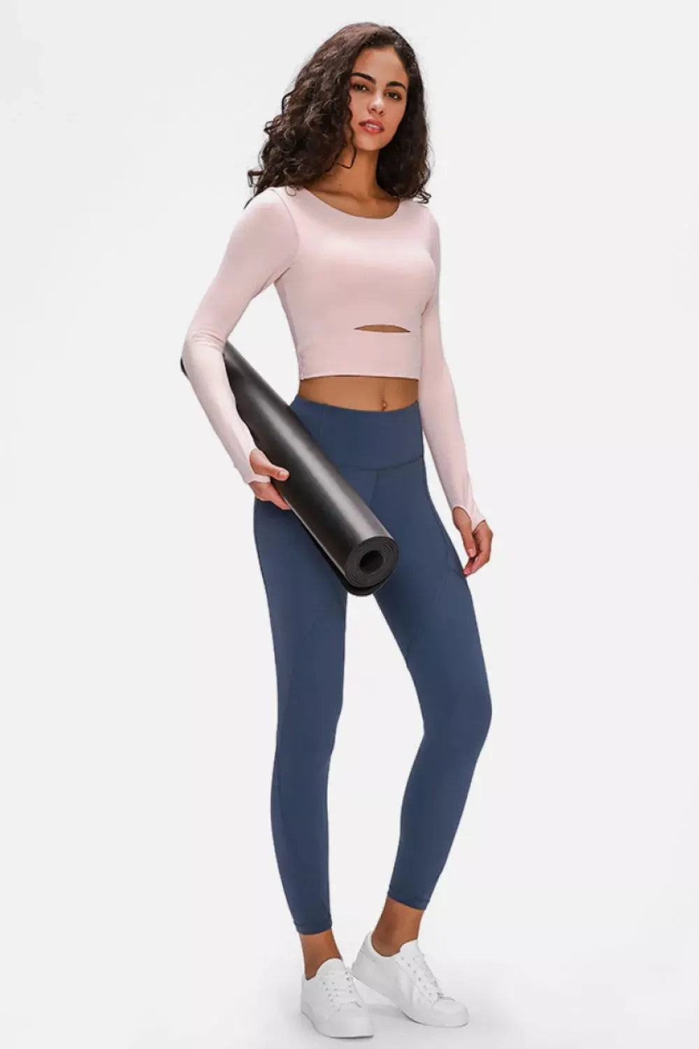 Millennia Long Sleeve Cropped Top With Sports Strap by Millennia