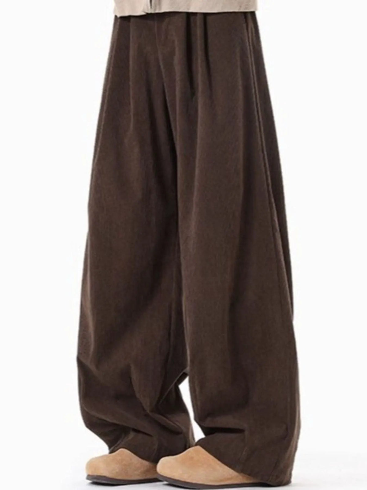 Men's Plus Size Pleated Detail Wide Leg Pants by Partner Label