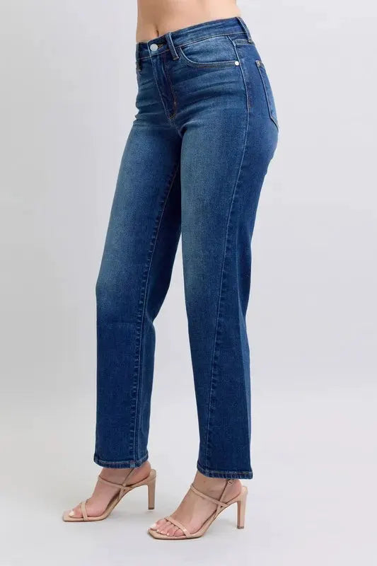 Judy Blue Full Size Side Seam Detail Straight Jeans with Pockets by Judy Blue