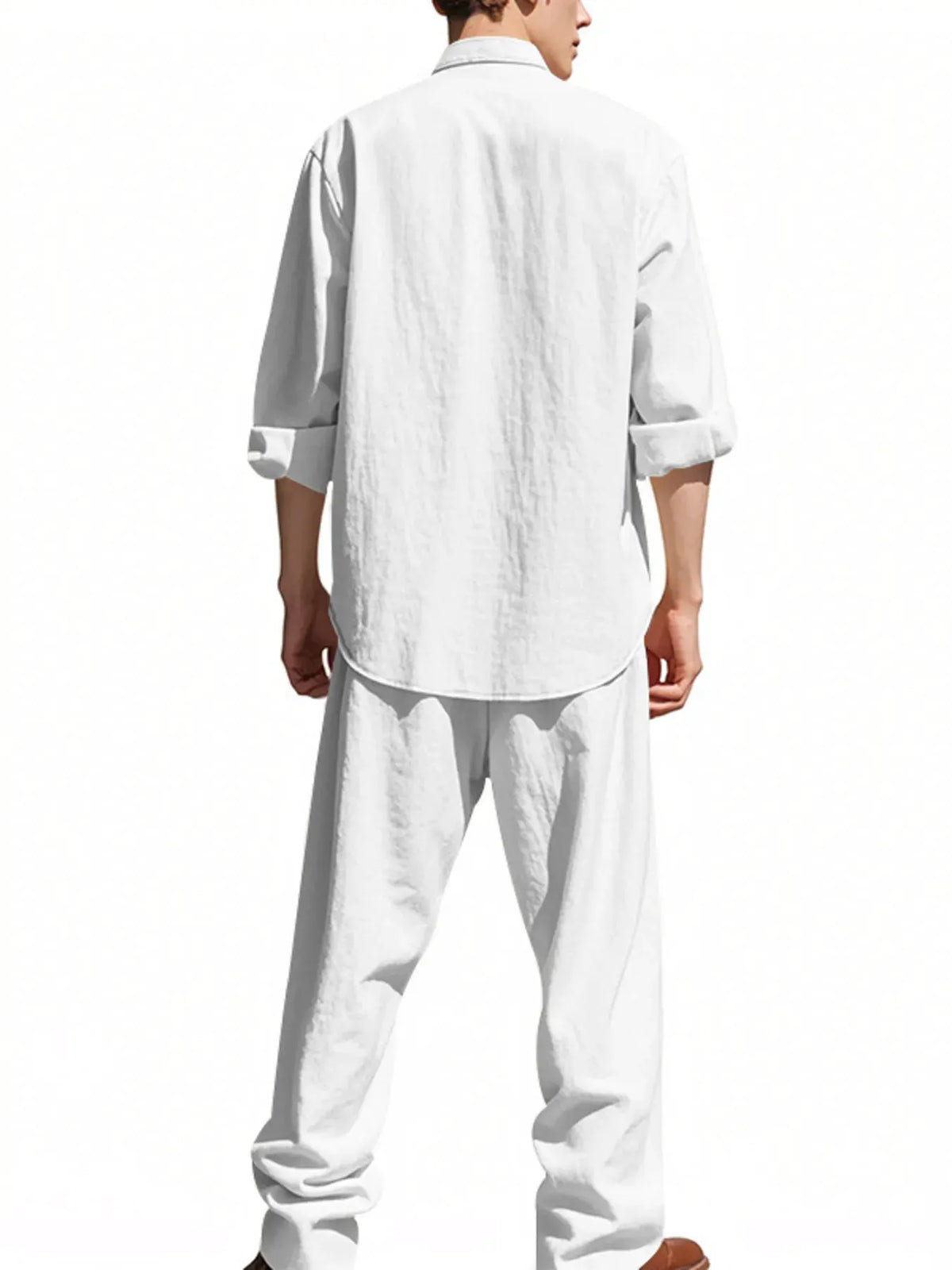 Men's Full Size Button Up Shirt and Pants Set Plus Size by Trendsi