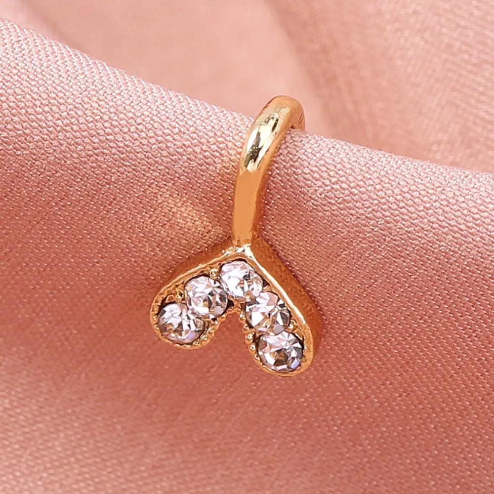 Gold rhinestone nose ring, mini crown rhinestone nose ring, piercing crown nose clip by Maiden-Art