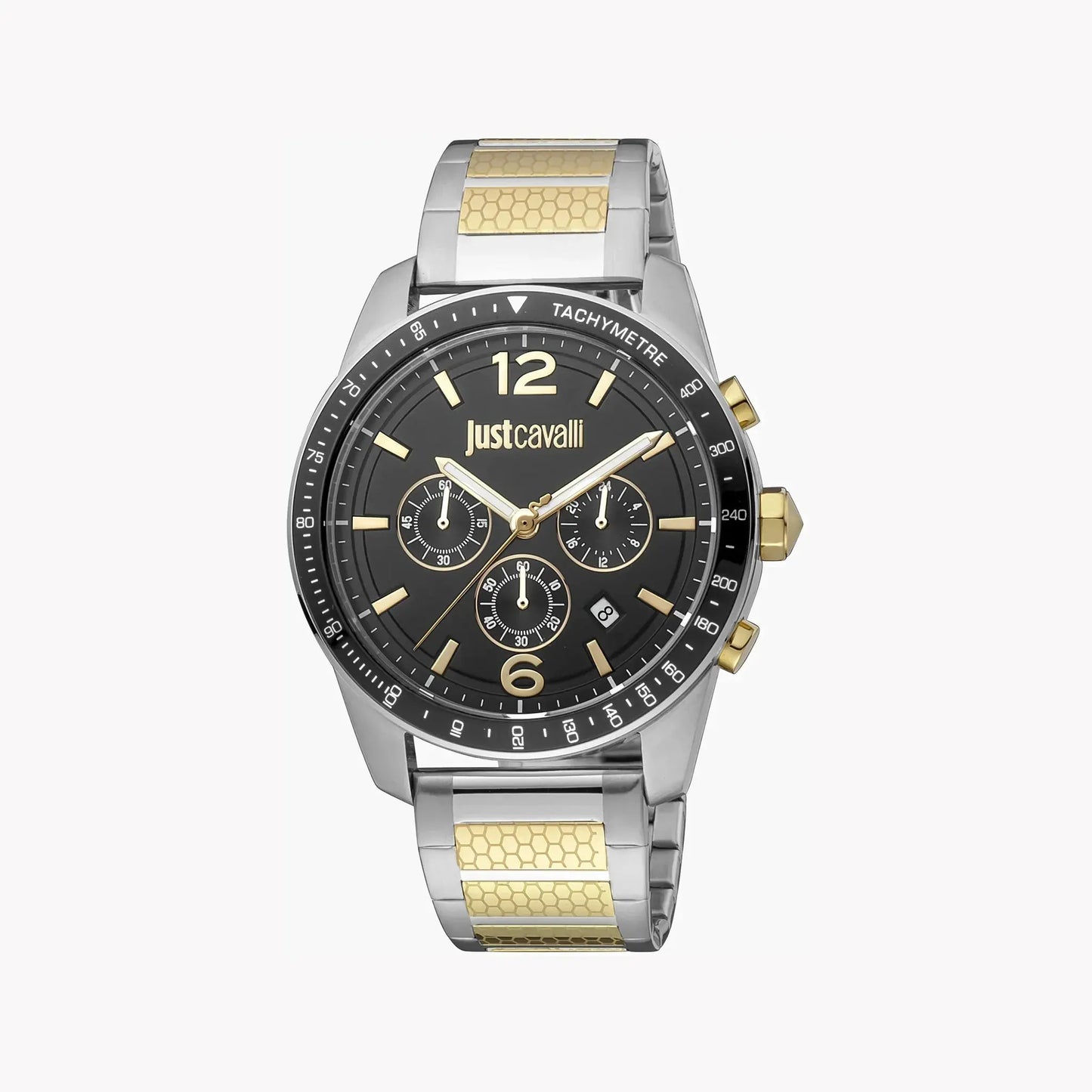 Just Cavalli Men's Silver & Gold Watch, Black Dial | Jc1g204m0075 by JUST CAVALLI