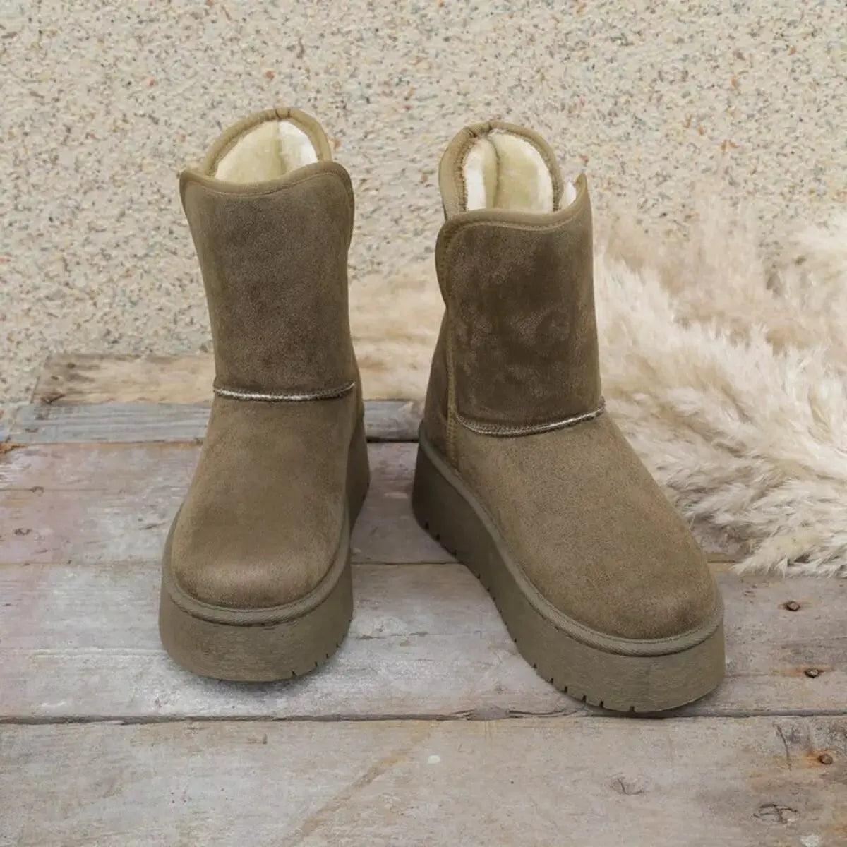 Round Toe Platform Boots by Partner Label