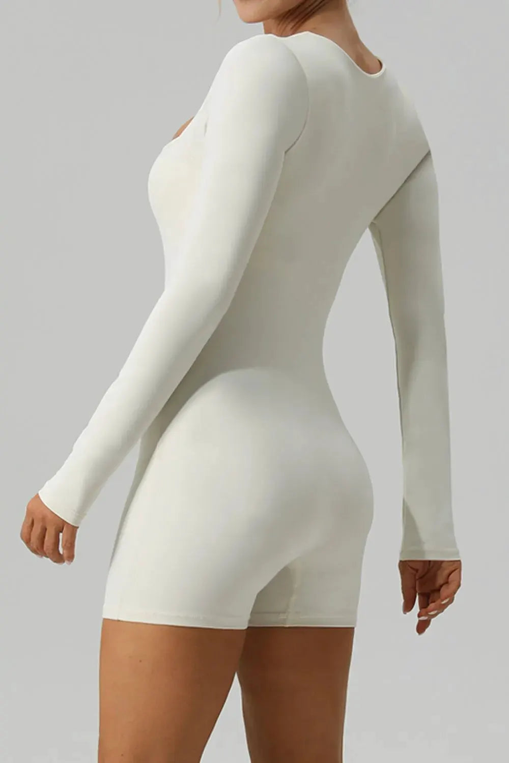 Square Neck Long Sleeve Active Romper by Partner Label