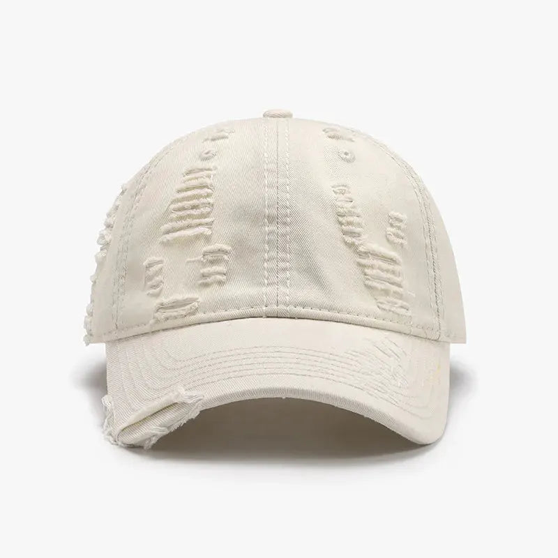 Distressed Adjustable Cotton Baseball Cap by Partner Label
