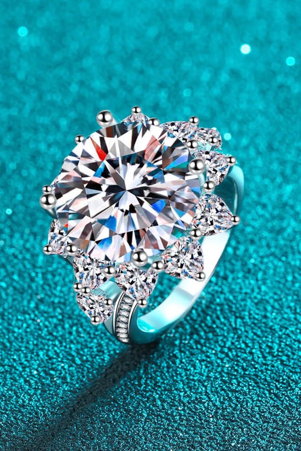 10 Carat Moissanite Flower-Shaped Ring by Partner Label