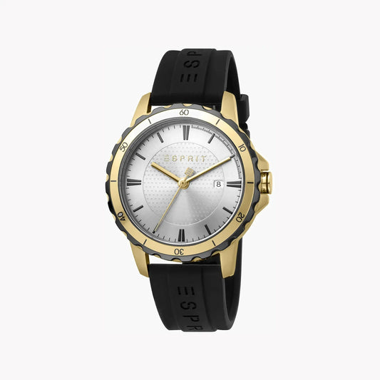 Esprit Men's Silver Dial Watch, Black Rubber Band | Es1g069m0025 by ESPRIT
